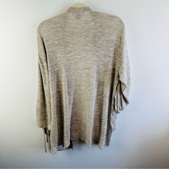 Trouvé Tan White Linen Blend Open Front Cardigan Size XS/S Long Line‎ - Picture 3 of 3